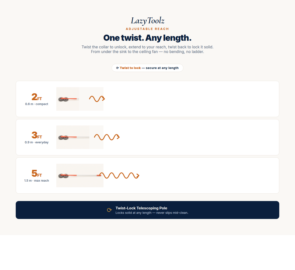 Adjustable twist-lock length